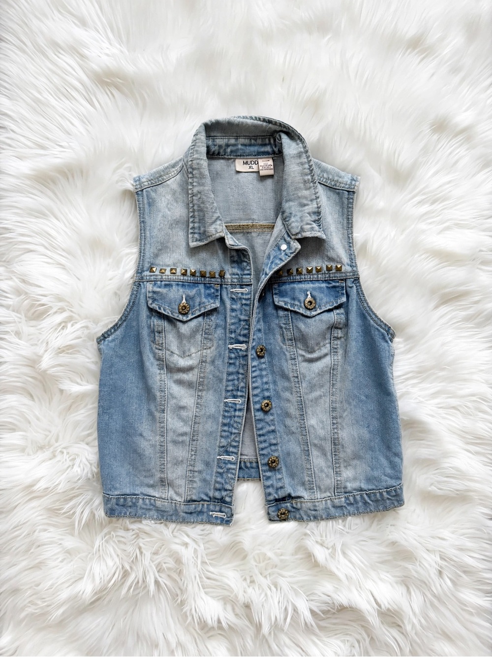 Mudd Light Blue Denim Studded Vest